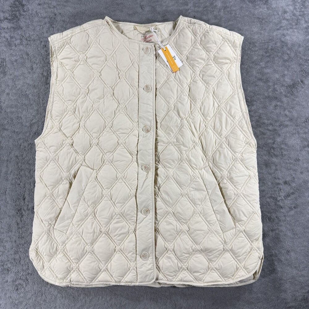 Marine Layer NWT Marina Down Vest Diamond Quilted Antique White Cream Med